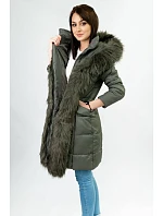 PIKOWANA ZIMOWA KURTKA DAMSKA Z KAPTUREM KHAKI model 21242102 - GDL - GOODLOOKIN