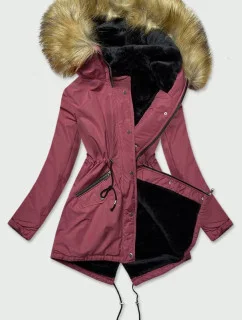 Růžová dámská zimní bunda typu parka (b2628)