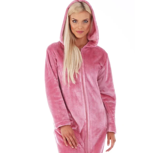 Dámský župan Siena s kapucí na zip 3656 starorůžová - Vestis