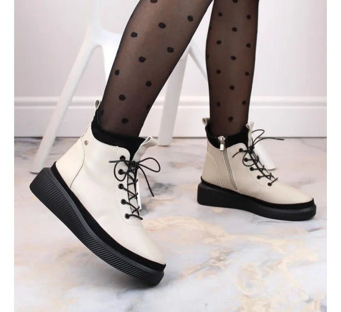 zateplené kožené boty na platformě W model 21307447 beige - FILIPPO zateplené kožené boty na platformě W model 21307447 beige - FILIPPO