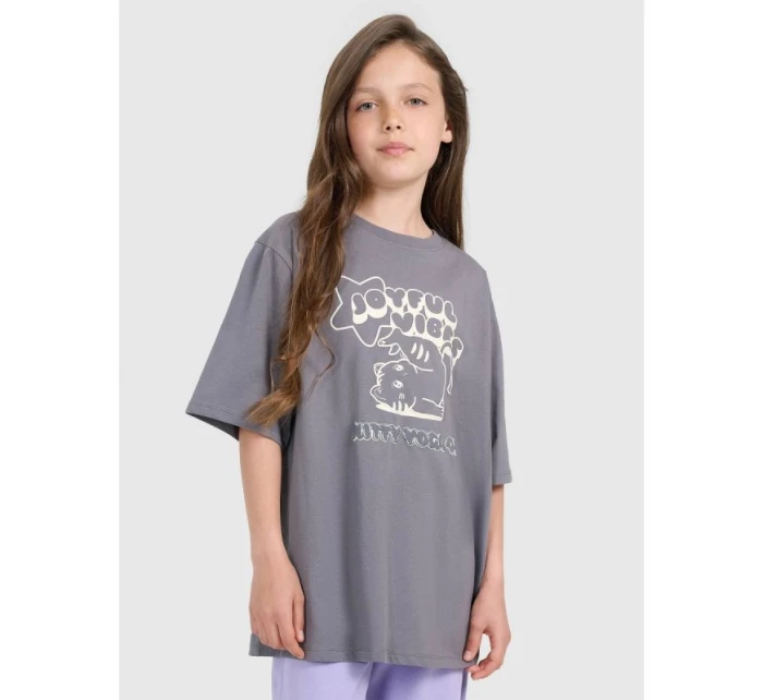 Dívčí tričko oversize s potiskem 4F 4FJRAW25TTSHF3197-22S