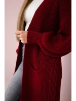 Svetr dlouhý kardigan Burgundsko Svetr dlouhý kardigan Burgundsko
