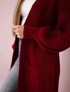 Svetr dlouhý kardigan Burgundsko