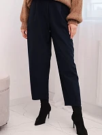 Dámské kalhoty s vysokým pasem a záhyby granátové