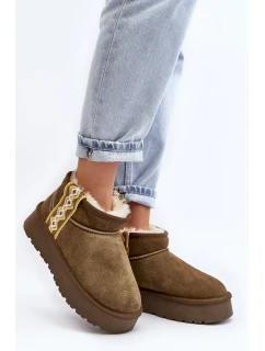 Kožené Semišové Sněhule Dámské Zelené model 21642388 - Boto