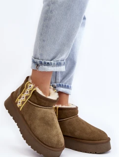 Kožené Semišové Sněhule Dámské Zelené model 21642388 - Boto