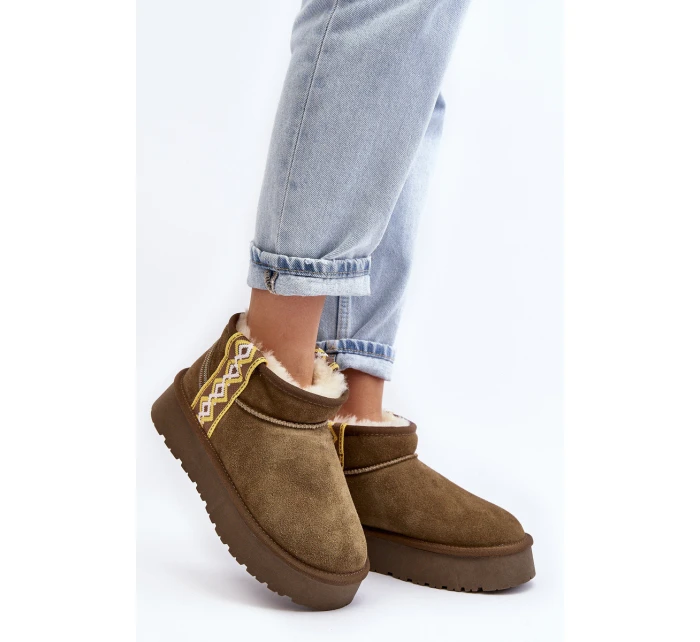 Kožené Semišové Sněhule Dámské Zelené model 21642388 - Boto