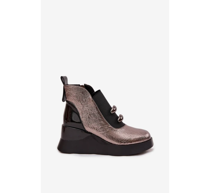 Dámské kotníkové boty na platformě D&A MR52-106 metalické Dámské kotníkové boty na platformě D&A MR52-106 metalické