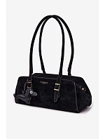 Kabelka z imitace semiše s přívěskem jezevčík černá Noely