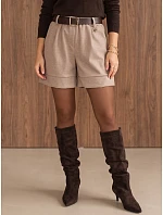 Elegantní dámské šortky s páskem, béžové, FashionStreet SY0628