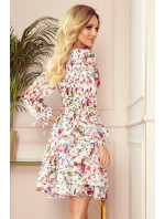 Vzdušné dámské šifonové šaty s barevné květy na pozadí model 15046718 - numoco