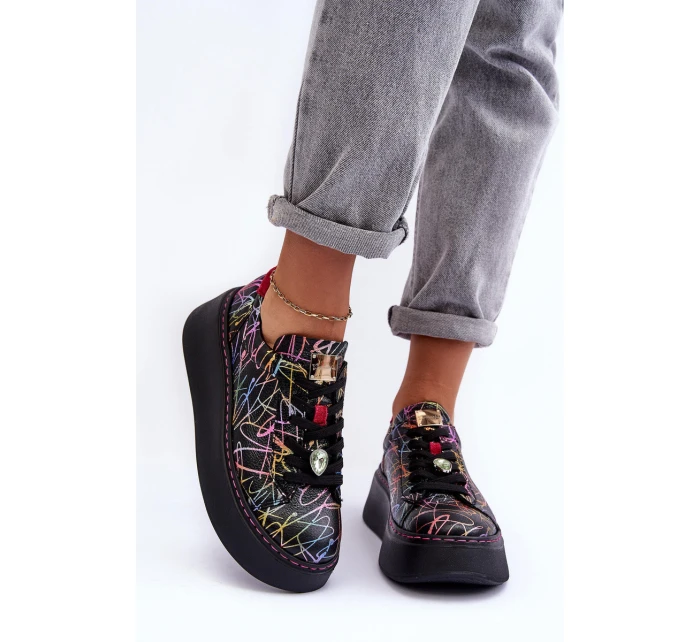 Kožené sportovní boty na platformě Maciejka 06191-39 Multikolor