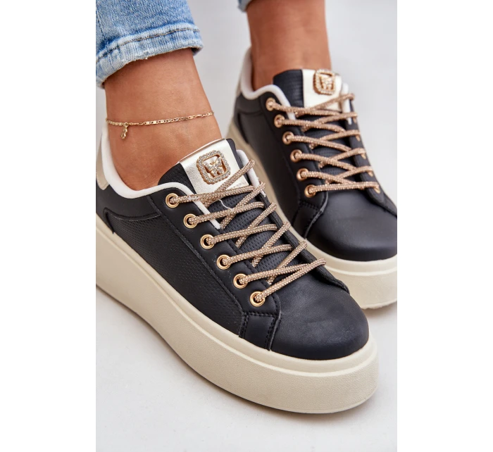 na platformě s ozdobnými šňůrkami černé model 21683454 - Boto na platformě s ozdobnými šňůrkami černé model 21683454 - Boto