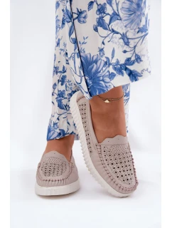 Kožené Dámské Mokasíny S  Béžové model 21691912 - VINCEZA