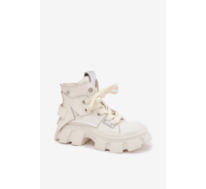 Kožené zateplené sportovní boty GOE SS2N4055 bílé