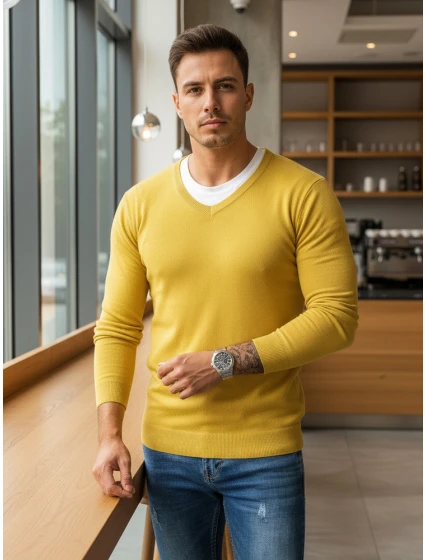 Pánský žlutý svetr FashionStreet WX1918