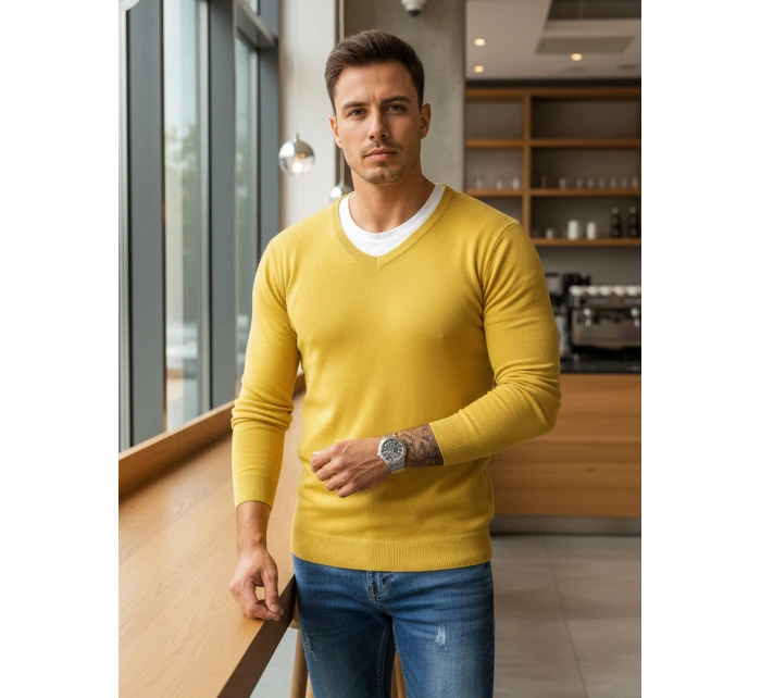Pánský žlutý svetr FashionStreet WX1918