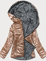 Světle hnědá dámská oboustranná bunda s kapucí (B9793-46)