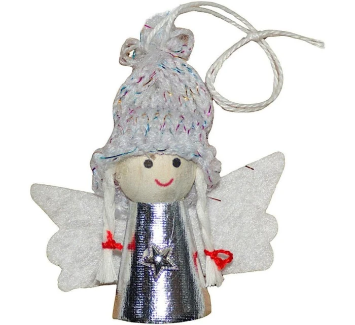 VÁNOČNÍ PŘÍVĚSEK ANDĚL STŘÍBRNÝ 7CM