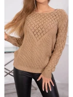 Svetr s ažurovým zdobením camel Svetr s ažurovým zdobením camel