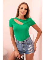 Dámské bavlněné body s V výstřihem a nařasením fango