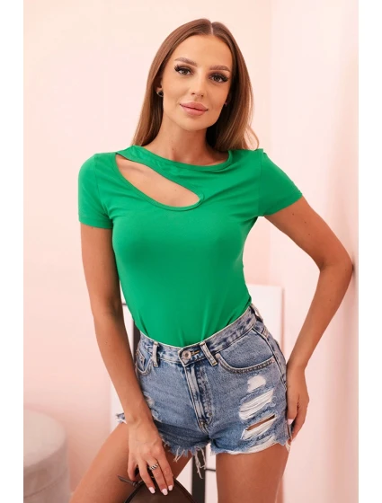 Dámské bavlněné body s V výstřihem a nařasením fango