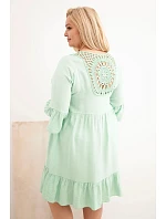 Dámské šaty Plus Size z viskózy s ažurovým zdobením tmavě mentolová Dámské šaty Plus Size z viskózy s ažurovým zdobením tmavě mentolová