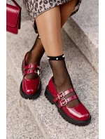 Dámské polobotky s pásky lakované bordové model 21671064 - Boto