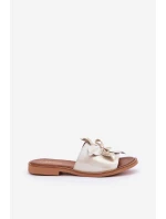 Pantofle S Dekorací Přírodní Kůže Zazoo 3667 Zlatý Opraný Pantofle S Dekorací Přírodní Kůže Zazoo 3667 Zlatý Opraný