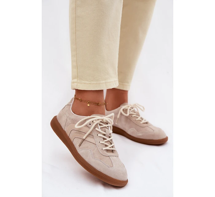 Dámské kožené semišové tenisky nízké béžové model 22100202 - Boto Dámské kožené semišové tenisky nízké béžové model 22100202 - Boto