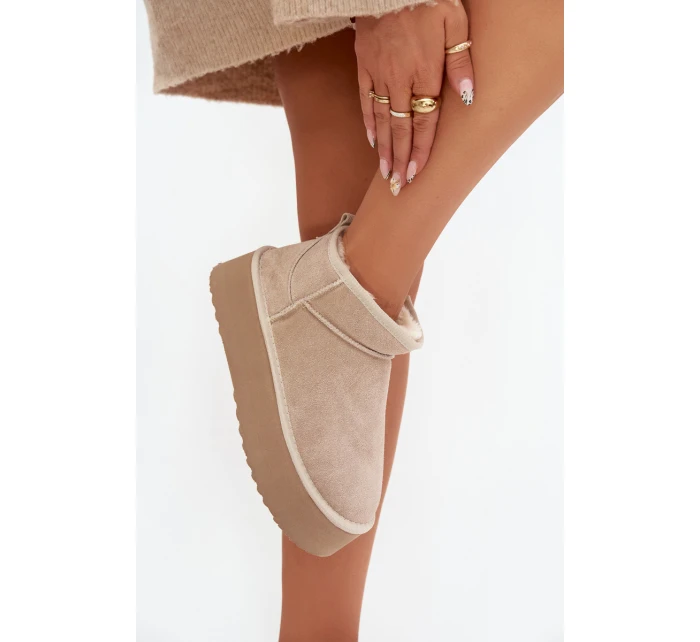 Dámské sněhule z přírodního semiše Mairene – béžové