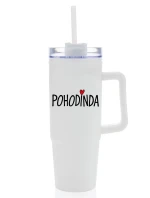 POHODINDA - bílá cestovní termoska s průhledným víčkem 900 ml
