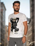 Pánské bílé tričko s potiskem FashionStreet RX5656 Pánské bílé tričko s potiskem FashionStreet RX5656