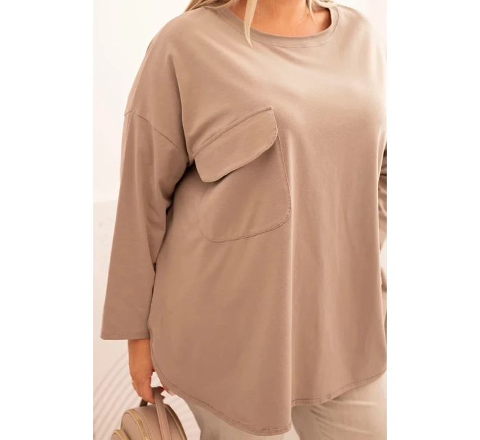 Dámská blůza Plus Size s s kapsou a rukávy fango model 21259094 - K-Fashion