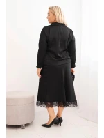Dámská souprava Plus Size se a krajkou černý model 21486206 - K-Fashion Dámská souprava Plus Size se a krajkou černý model 21486206 - K-Fashion