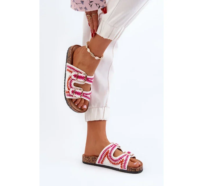 Dámské pantofle s korkovou podrážkou, bílá Fannea