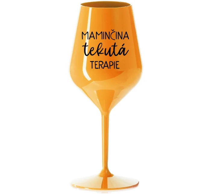 MAMINČINA TEKUTÁ TERAPIE - oranžová nerozbitná sklenice na víno 470 ml MAMINČINA TEKUTÁ TERAPIE - oranžová nerozbitná sklenice na víno 470 ml