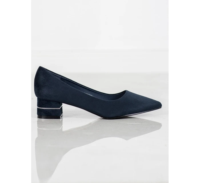 Výborné lodičky dámské tmavě modré na širokém podpatku Výborné lodičky dámské tmavě modré na širokém podpatku