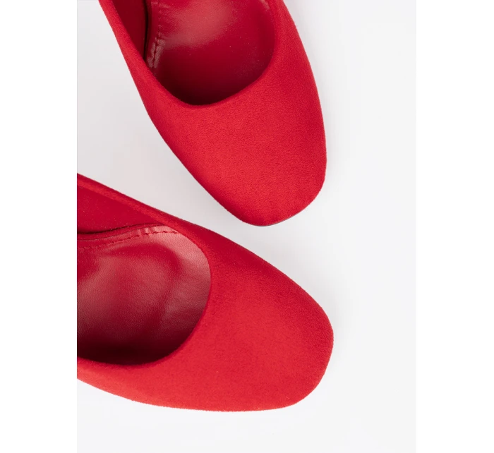 Designové dámské  lodičky červené na širokém podpatku