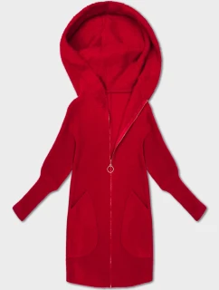 Červená bunda přehoz přes oblečení typu alpaka s kapucí model 21479152 - MADE IN ITALY