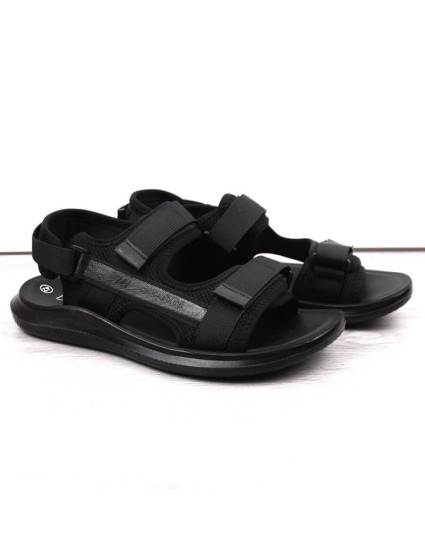 Pánské sportovní sandály M 23MN02-5801 na suchý zip černé - Novinky