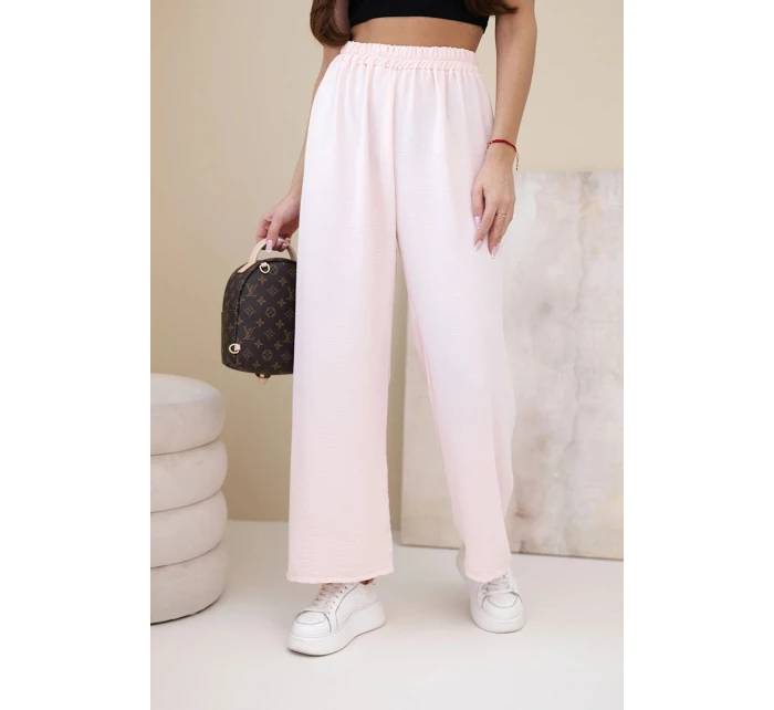 Kalhoty s širokým nohavicí jasně pudrově růžový