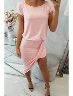 Asymetrické šaty pudrově růžové