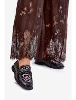 Kožené Lakované Mokasíny S Mřížkou Černé Vinceza 31931