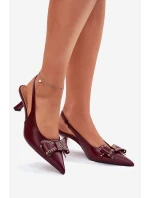 Lodičky Na Podpatku S Mašlí Bordové Folesca