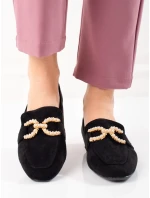 Pěkné dámské černé  mokasíny bez podpatku