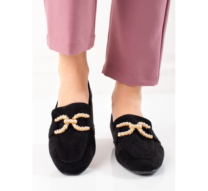 Pěkné dámské černé  mokasíny bez podpatku