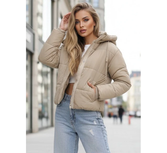 Dámská krátká zimní prošívaná bunda béžová FashionStreet TY5374