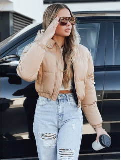 Dámská krátká zimní bunda s kapucí béžová FashionStreet TY5471
