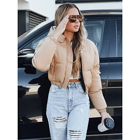 Dámská krátká zimní bunda s kapucí béžová Dstreet model 21994247 - FashionStreet